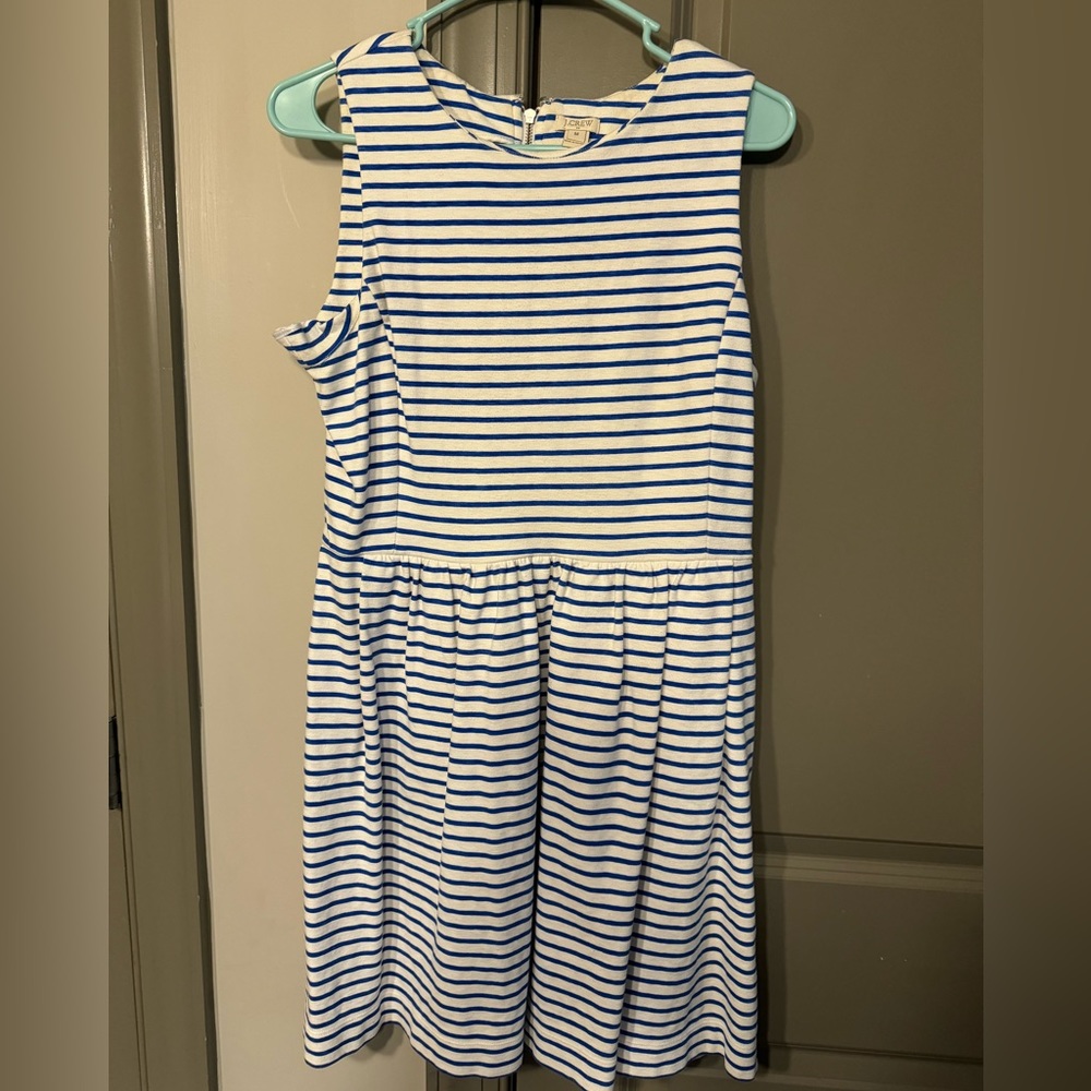 J.Crew Blue and white Striped dress with pockets!